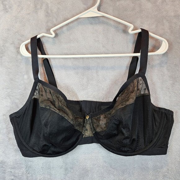 Cacique Black Unlined Demi Bra Womens 44DDD Lingerie underwire feminine sexy - Picture 4 of 11